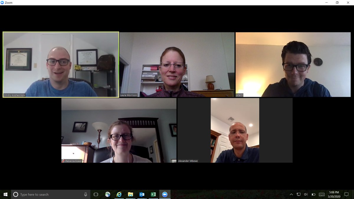 lojomo22's tweet photo. The new look of fellowship check-in and self-care at end of a very overwhelming and uncertain week. Appreciate how our palliative care fellows step up with integrity everyday. ⁦@palliprof⁩ ⁦@DOcSpear⁩⁩ #hapc ⁦@YaleMed⁩ ⁦@PallMedEd⁩ ⁦@YaleIMed https://t.co/4t8eqttmGt