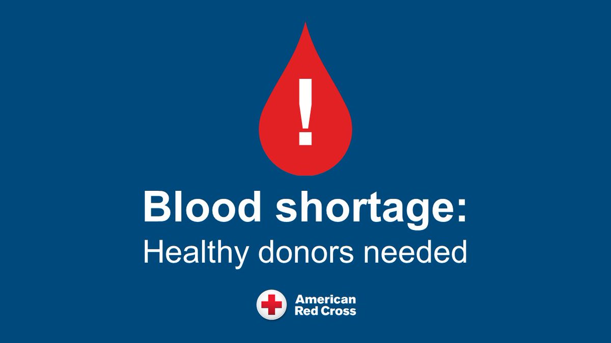 You can help ensure we don’t have another healthcare crisis on top of the #coronavirus by
giving blood. A blood shortage could impact patients who depend on lifesaving blood to survive.
If you are healthy, schedule a <a href="/RedCross/">American Red Cross</a> blood donation appointment: rcblood.org/appt