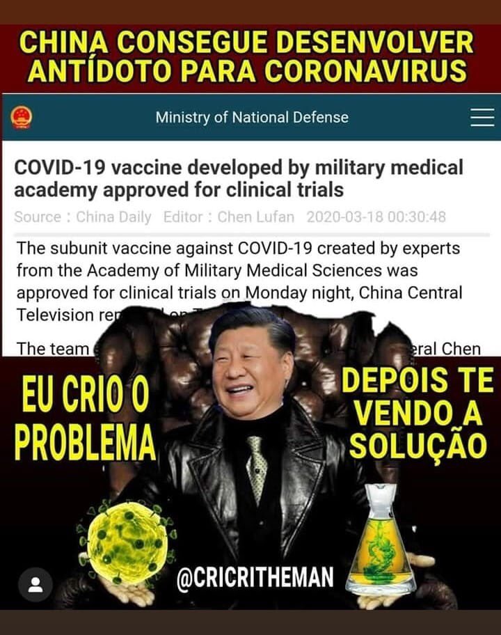 loracarvalho's tweet photo. O MUNDO PRECISA DAR UM BASTA NESSE TERRORISTA COMERCIAL! #ChinaAssumaTeuVirus https://t.co/YfArfn8479
