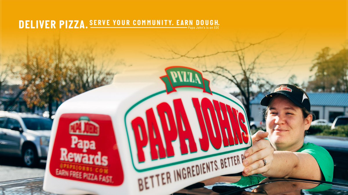 PapaJohns's tweet photo. Drivers needed. Apply, interview and start the same day in most restaurants. Tips and mileage reimbursement are paid out nightly. Apply today at https://t.co/S88ENIy1s2 or text JOBS to 47272 https://t.co/nyJaN3O5Di