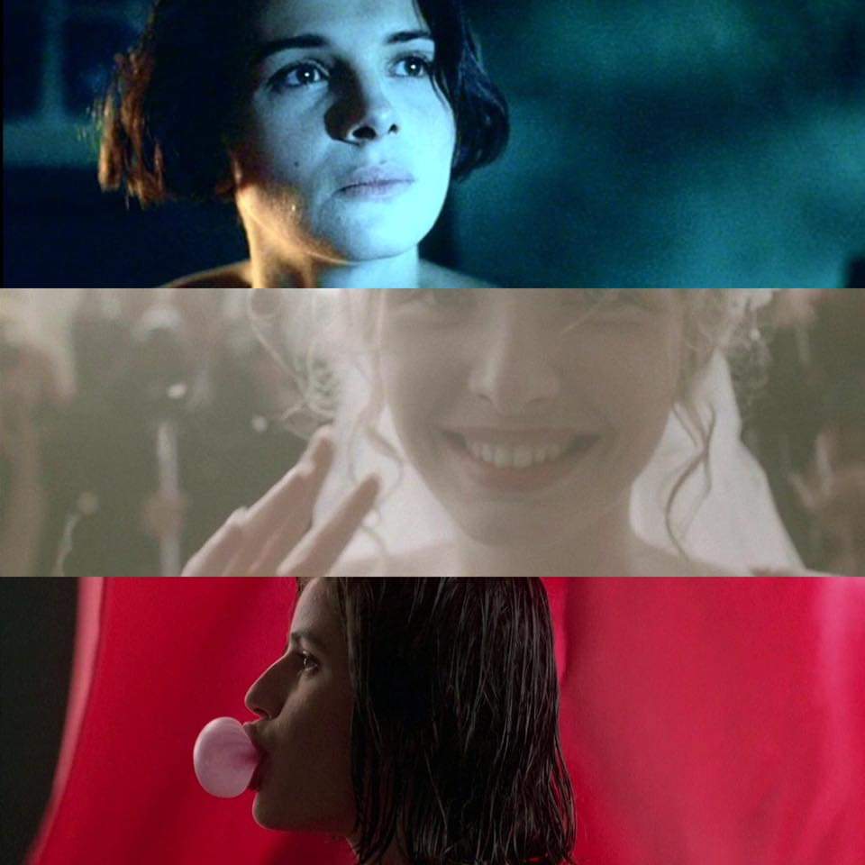 AWBluzman's tweet photo. #Film #FashionFriday  #ThreeColorsTrilogy (1993 -1994) Dir:🎬 Krysztof Kieslowski 💙Juliette Binoche🤍Julie Delpy❤Irene Jacob https://t.co/0Z4X6YW6zK