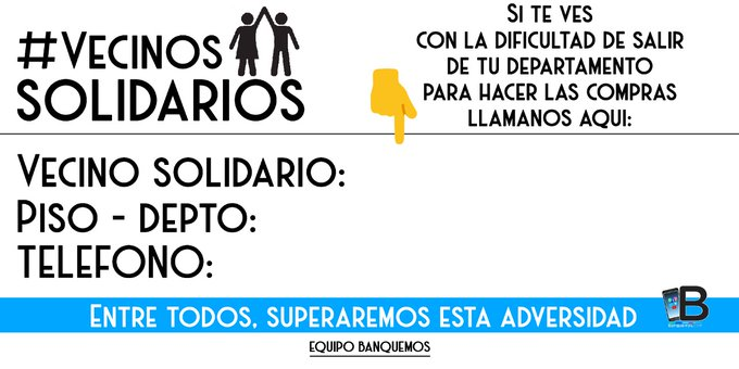 Llenemos la ficha y pasemosla por WhatsApp
#VecinosSolidarios