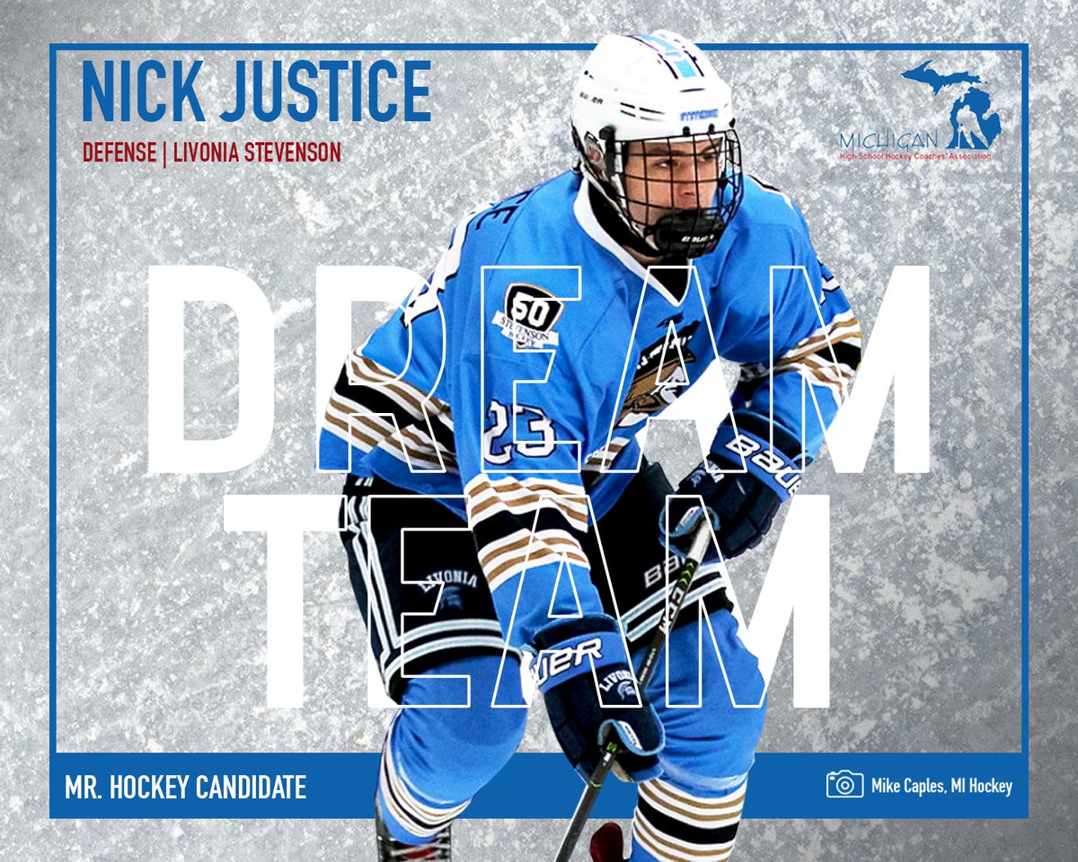 MichHSHockey's tweet photo. 2019-20 DREAM TEAM DEFENSE 

Nick Justice - Jr. Livonia Stevenson Spartans 

#DreamTeam #MrHockeyCandidate 

@LivSHSHockey https://t.co/saikETISom