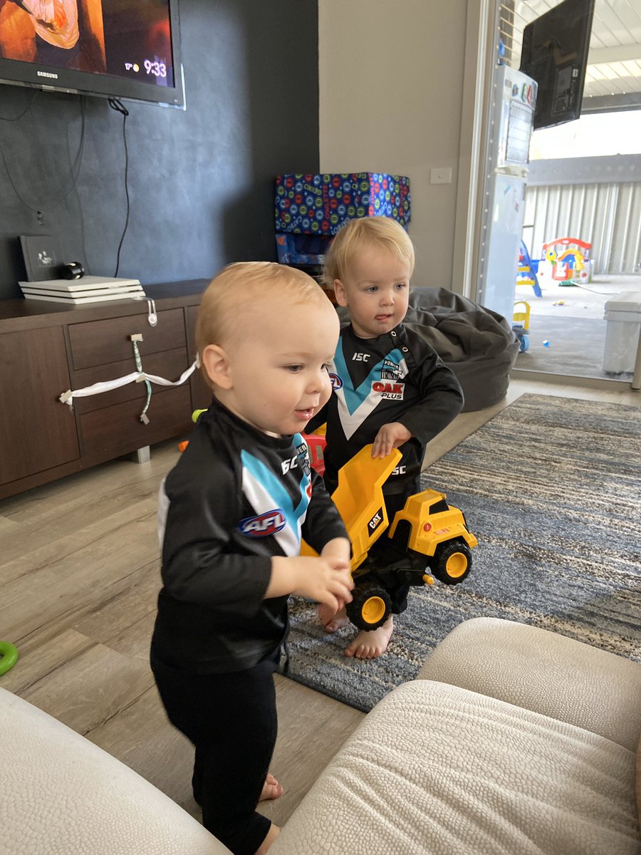 Boys keen for <a href="/PAFC/">Port Adelaide FC</a> <a href="/AFL/">AFL</a> match day! Carn the 🍐 #twins #ayce #delahney