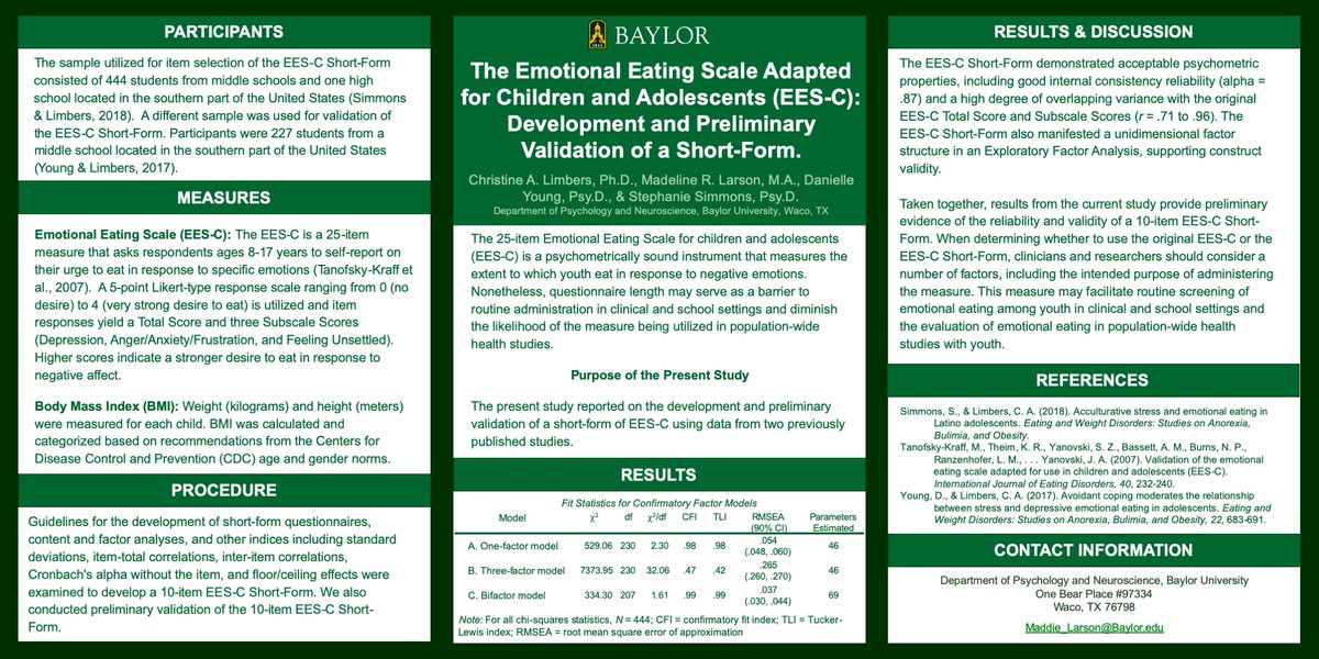 The Emotional Eating Scale Adapted for Children and Adolescents (EES-C): Development and Preliminary Validation of a Short-Form #sppac2020 #postersession3