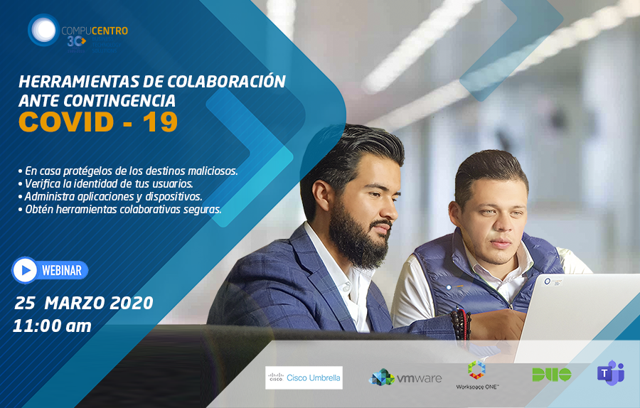 CompucentroIT's tweet photo. Gracias a las herramientas de colaboración de TI que #Compucentro te ofrece, podrás continuar tus labores de manera segura, entérate de esto y más en nuestro webinar. #AltamenteComprometidos
#VMware #CISCO #Microsoft #DUO #Nonstop

Unete gratis en: https://t.co/Cgxw04WYIg https://t.co/ITk8EQjg6H