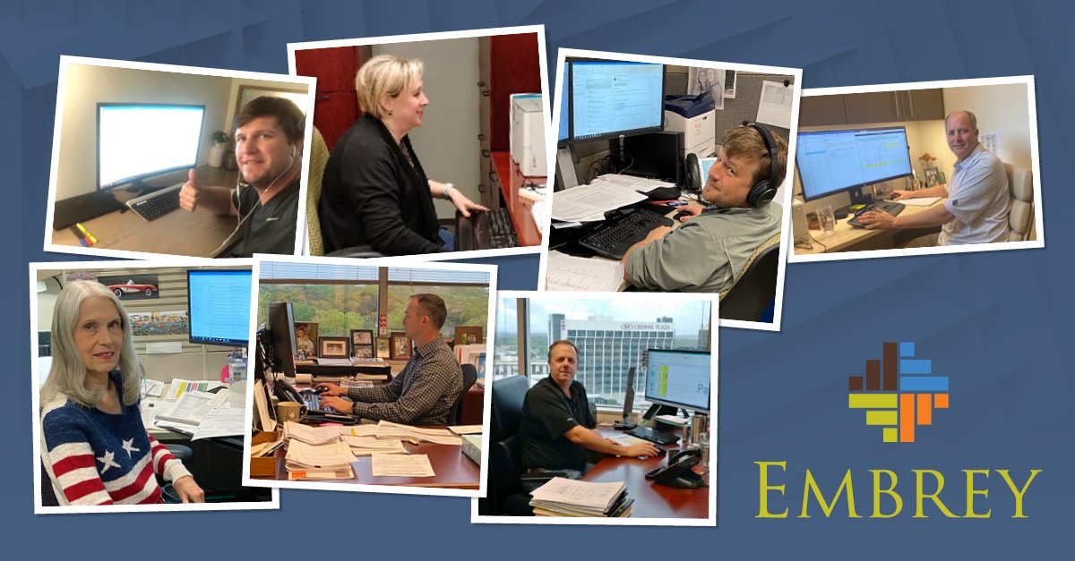The_EMBREY_Way's tweet photo. Week one of social distancing and working remotely was a success! Whether in the corporate or home office, rest assured that #TeamEmbrey is still working hard to support our team members, business partners, and residents. #SlowTheSpread #FlattenTheCurve #EmbreyProud #FutureFirst https://t.co/YejY4apJer