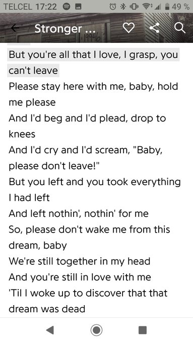 &iquest;C&oacute;mo no llorar con una situacion as&iacute; y una canci&oacute;n de este calibre? :( #StrongerThanIWas #Eminem https://t<a href="/tag/eminem"class="tags"><span>#eminem</span></a><a href="/tag/strongerthaniwas"class="tags"><span>#strongerthaniwas</span></a>