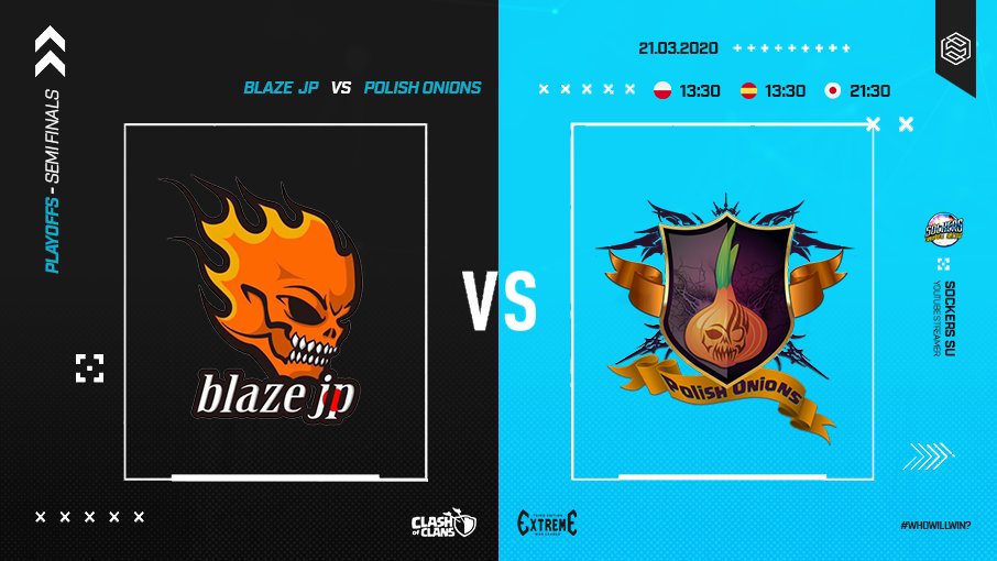 13:30 CET Semifinals <a href="/ewlcoc/">Extreme War League</a> 

🔥EXTREME WAR LEAGUE

👉youtu.be/-snRRjnDPbM

<a href="/BlazeJP3/">blaze JP</a> 🆚 #polishOnions

❤️ROAD TO GLORY, ROAD TO THE GREAT FINAL

<a href="/CoCEsports/">Clash of Clans Esports</a>