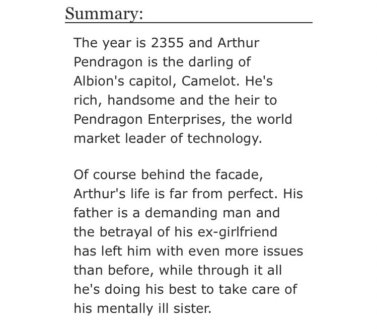 • M-RYS by mornmeril - merlin/arthur - Rated E - future au, android au - 123,216 words https://archiveofourown.org/works/1588331/chapters/3375473#workskin