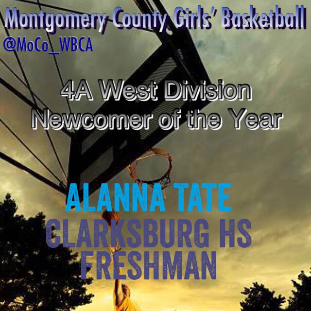 moco_wbca's tweet photo. The #MCPS #4AWestDivision #NewcomerOfTheYear is #ClarksburgHS freshman Alanna Tate 👏💯⛹️‍♀️ - On region &amp; division champs, Tate averaged 5.5 PPG, shot 44% fg, &amp; 27% beyond arc, while frequently defending opponents best shooters! #MoCoGBB #ROY #AllMets @CburgGBball https://t.co/DJtbljWktn