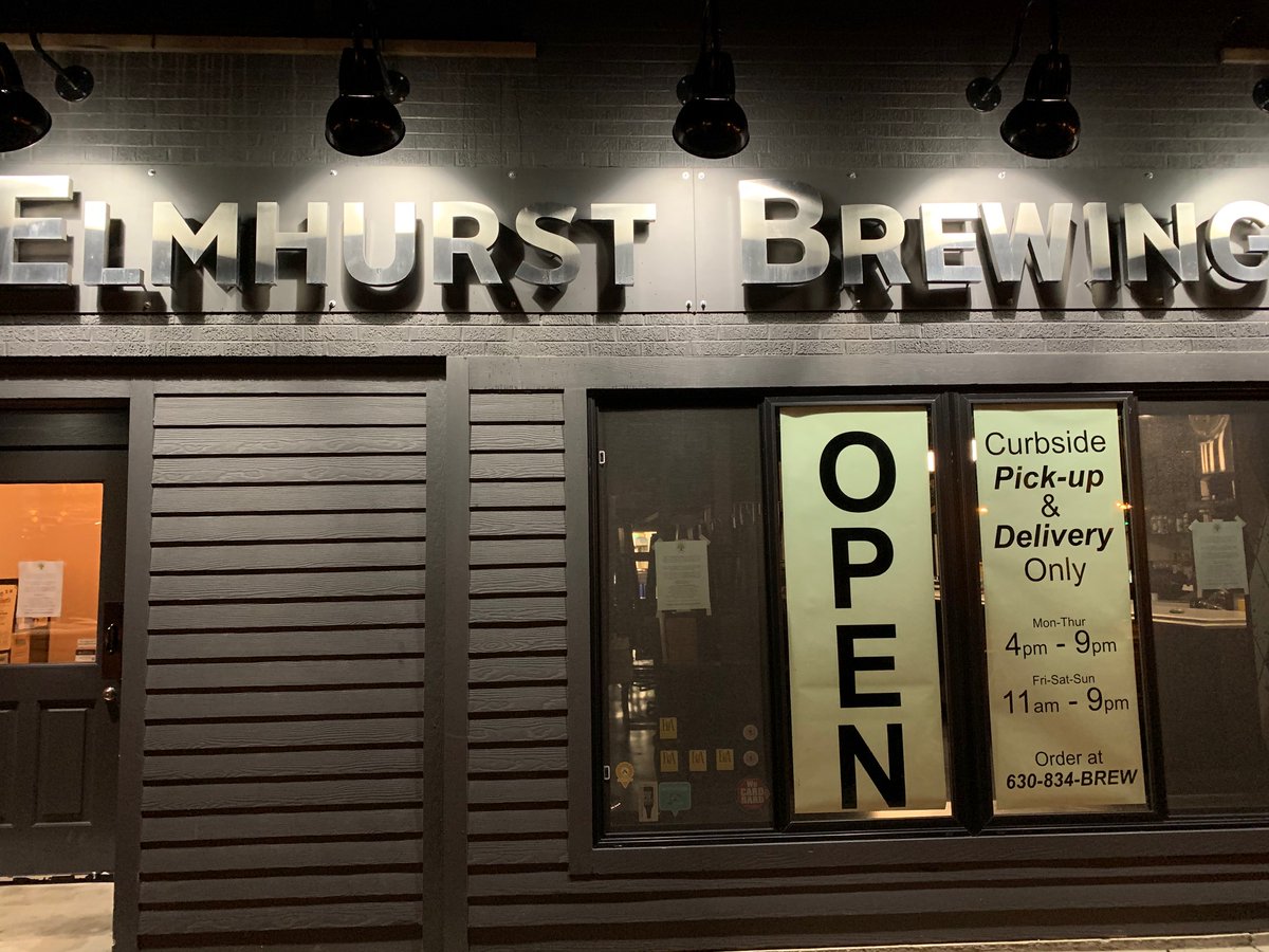 ElmhurstBrewing's tweet photo. We want to provide our community with a sense of normalcy, so we're only slightly adjusting our hours.  Monday-Thursday 4pm-9pm and Friday-Sunday 11am-9pm for both Curbside Pickup and Delivery.  We appreciate all the support you have given us, THANK YOU! #ebccommunity https://t.co/JDJvlCF1ck