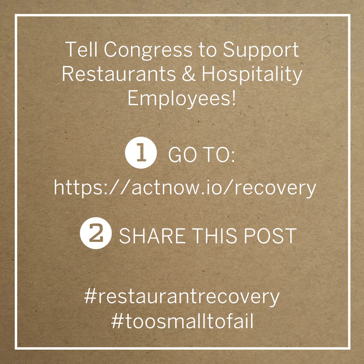 longmeadowranch's tweet image. Please support the restaurant recovery plan proposed by the National Restaurant Association by doing the following:

1. Go to: actnow.io/recovery
2. Share this post!

#restaurantrecovery #toosmalltofail #longmeadowranch