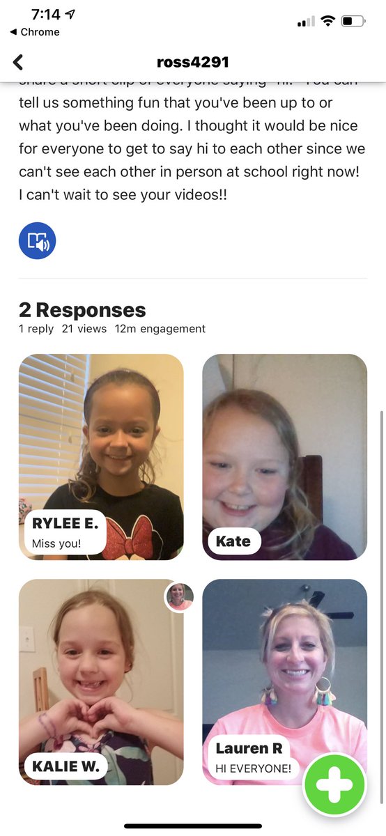 This is the sweetest thing ever. Seeing these sweet classmates get to interact and check in on each other melts my heart. Thank you <a href="/mrslross1/">Lauren Ross</a> for loving your students so much! #tesbulldogs #wisdgreatness