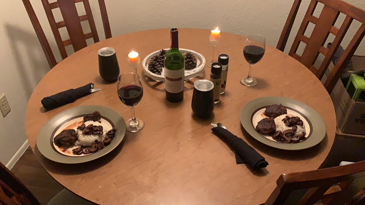 DWatt32's tweet photo. Honey had a stressful day. Made some rice, lamb, and mushrooms. Not a chef but it’ll do https://t.co/Y8epSVz7fG