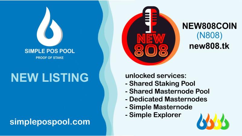 new808coin's tweet image. Good news everyone. Good news again. 
New808coin is now listed at @SimplePOSPool
If you don't have already account please register with link below to support N808 developers, thanks.
simplepospool.com/?ref=didarmetu