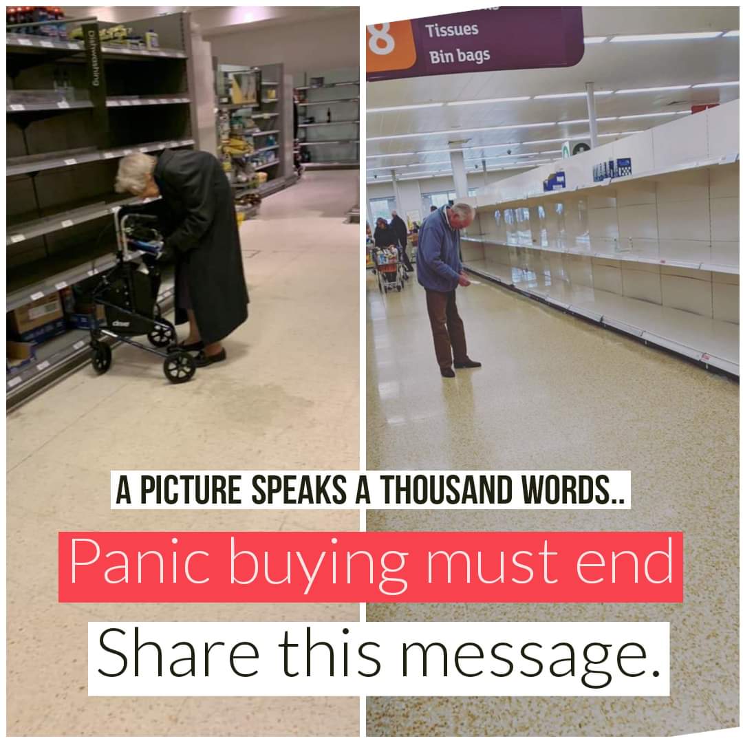 GLUFC_'s tweet photo. What you idiots who are bulk buying fail to understand is you are making the elderly and the vulnerable even more VULNERABLE when they have to keep leaving their home to attempt to get supplies they NEED but are failing because of your greedy fucking arses! #CoronaCrisisuk https://t.co/zH0zXsDyUQ