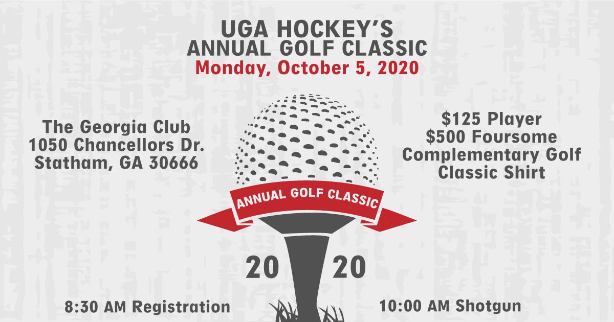 UGAHockey's tweet photo. π¨ATTENTIONπ¨
The UGA Hockey Golf Classic has been postponed until October 5, 2020. We appreciate your patience with these changes and look forward to seeing you all on the course in October!
Click this link to register!
https://t.co/esTU6HDC7f
#GoDawgs πΆ // #IgniteTheIce π₯ https://t.co/Ml4LMJrVLV