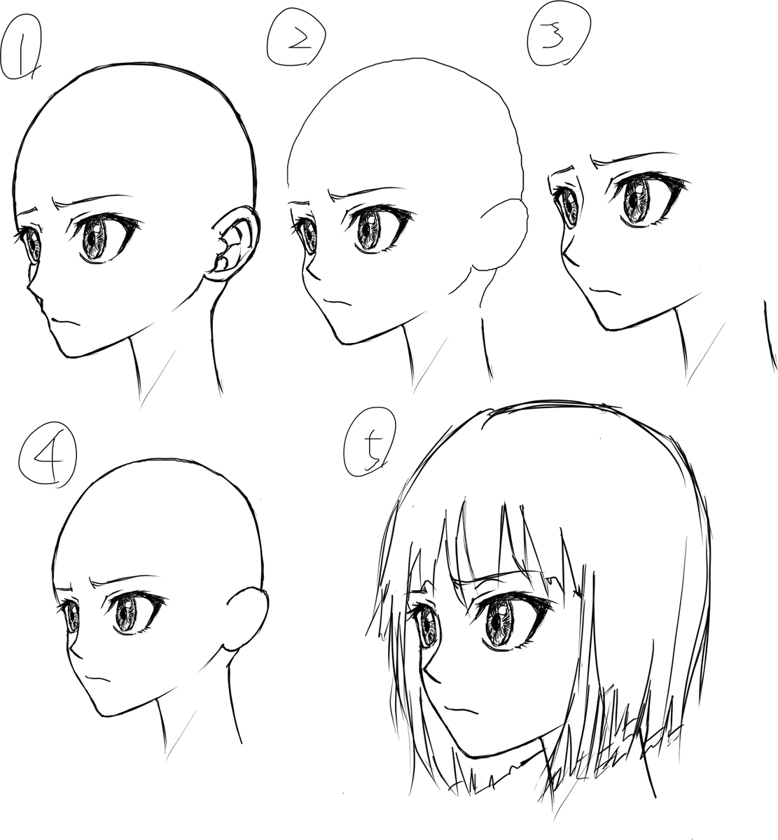 顔練習。違和感を調べながら修正を繰り返していった。まだしっくり来てないけど時間かけすぎてるから終了(ノД`。)さくさく描ける方々が羨ましいw 