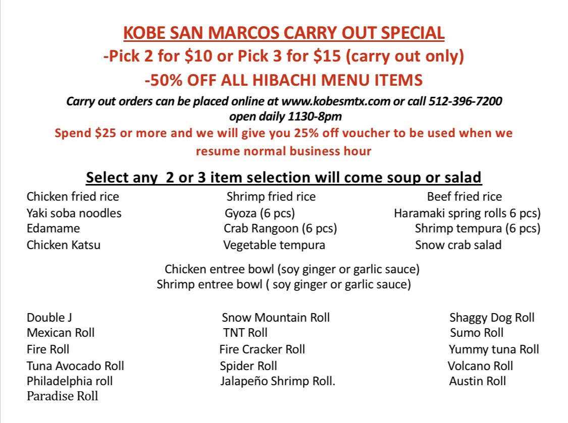 Kobe_smtx's tweet photo. WANT FREE FOOD? Retweet this post for a chance to win a $25 credit winner chosen Monday 23rd. For all carry out orders we encourage you to place your order online at https://t.co/DijR4eNgJy https://t.co/2HXs1AddhK