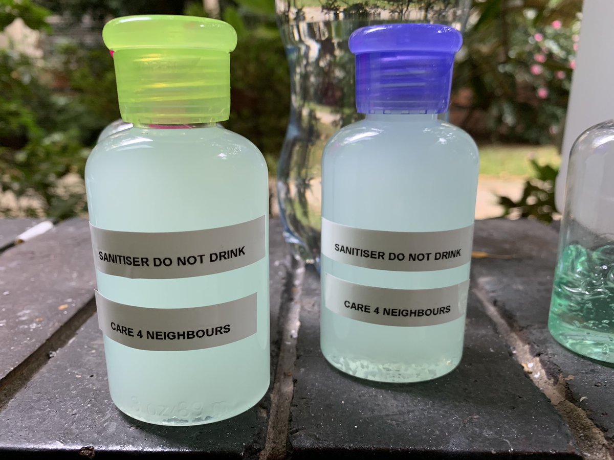 Sat morning making home made hand sanitizer for my elderly neighbors Time for care and consideration in our local places #care4neighbours