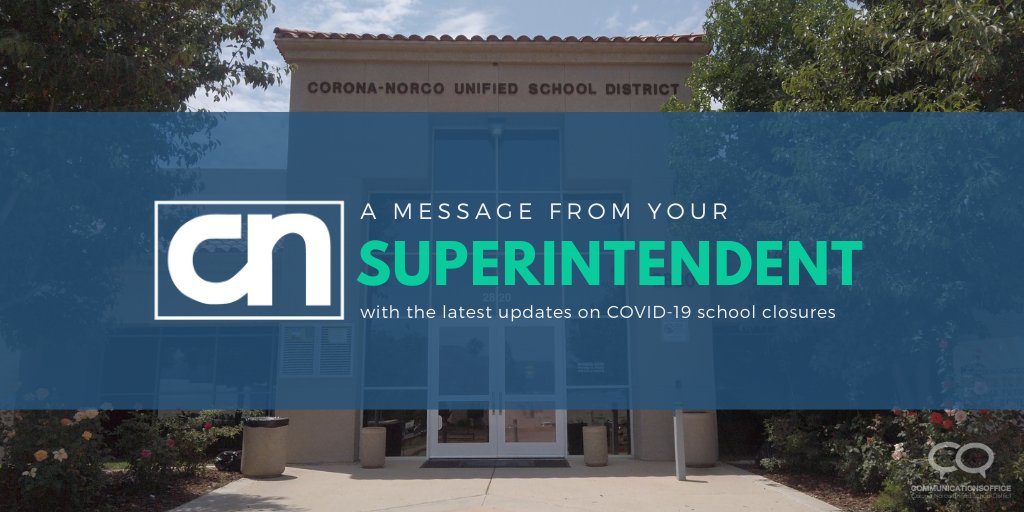 CNUSD family, please see an important message from our Superintendent Dr. Michael Lin for the latest updates on the COVID-19 school closures: cnusd.k12.ca.us/coronavirus