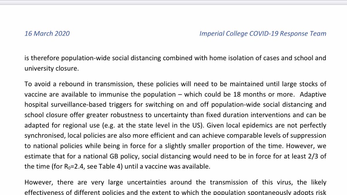 15. Here are some figures and passages from the actual Imperial College report. There are LOTS of assumptions here but If they are right it’s pretty grim. The graph is particularly worth looking at carefully  @JMGardnerMD  @Aiims1742