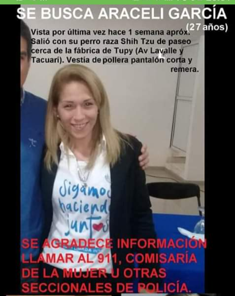 desaparecidaorg's tweet photo. Araceli está desaparecida desde hace una semana en Posadas, provincia de Misiones. Tiene 27 años, su nombre es Araceli García. Por favor compartí su imagen, y cualquier información avisa a la Policía local, o al ☎️ 911 https://t.co/01NCtglAE6
