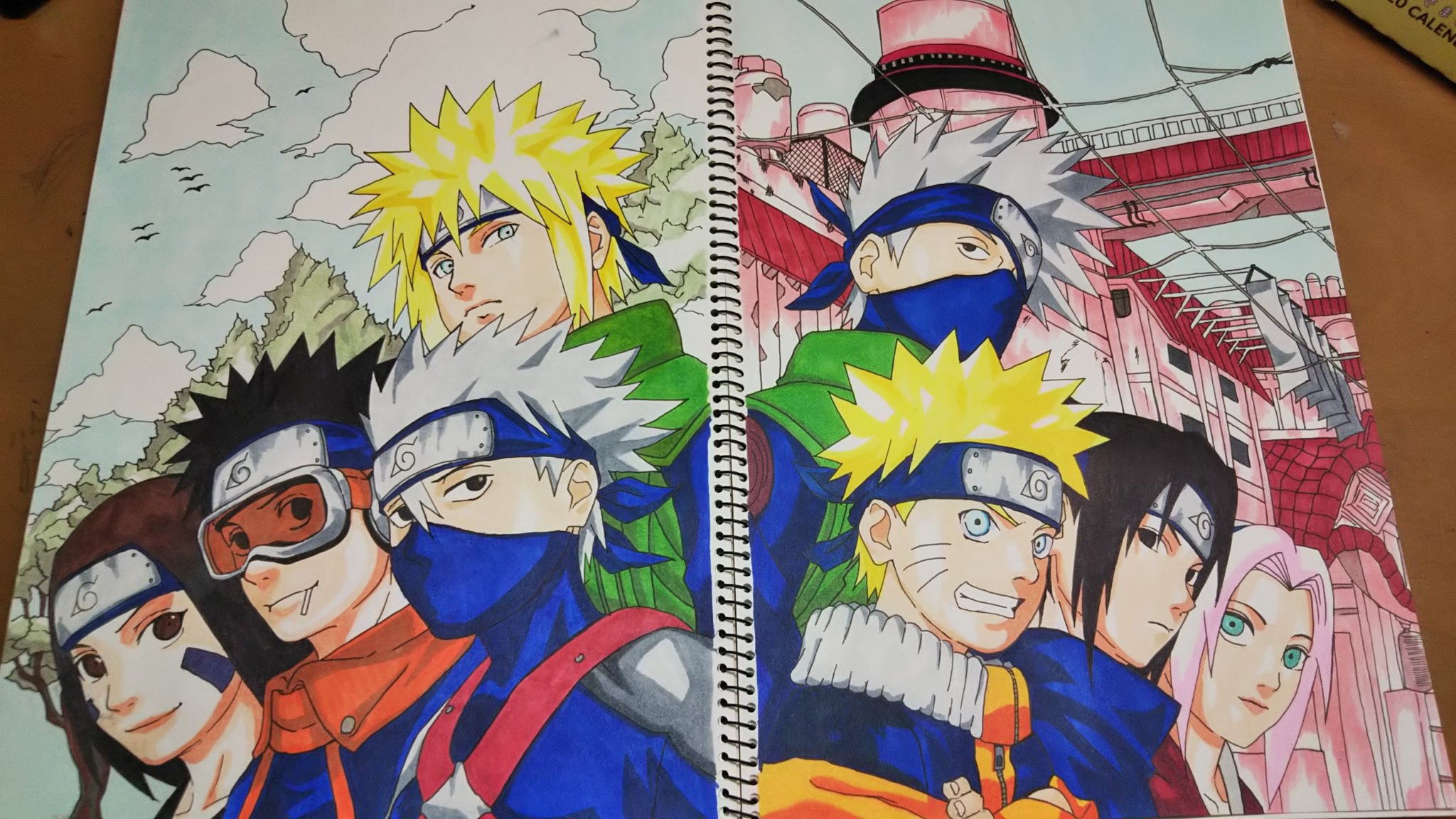 いつき お絵描き大好き人間 Naruto描けましたー Naruto うずまきナルト うちはサスケ 春野サクラ はたけカカシ うちはオビト のはらリン 波風ミナト 拡散希望 T Co G00npyggru Twitter