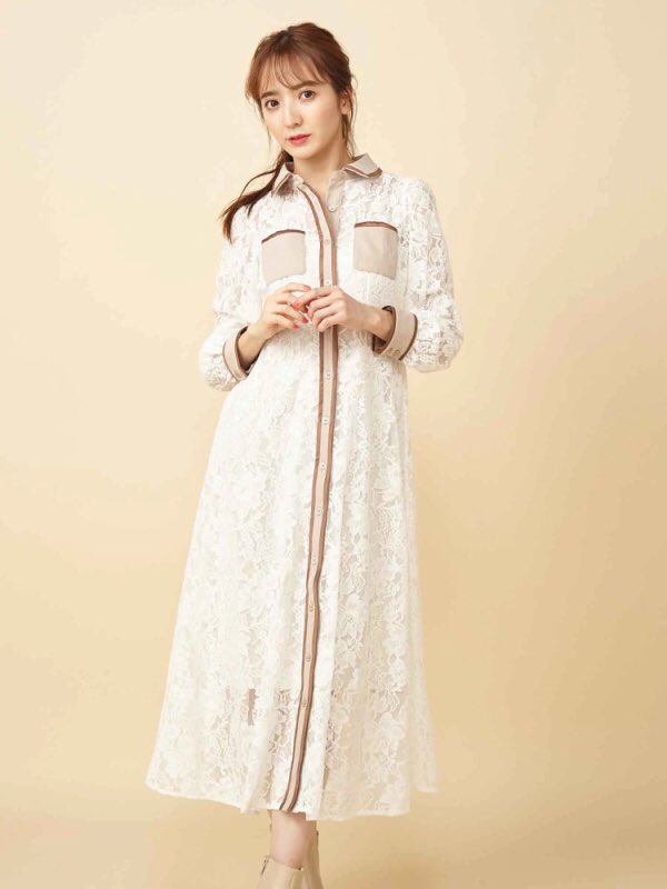 声優さんと服 東山 奈央 Miia 配色レース長袖ワンピース オフホワイト T Co Zwtpdyfm9y T Co Vmgnjigee2 Twitter