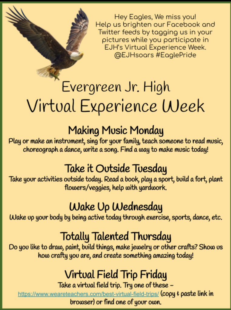 EJHsoars's tweet photo. Thanks for showing us your EJH spirit today! Join us for Virtual Experience Week starting Monday! https://t.co/k4NtrJNMMu