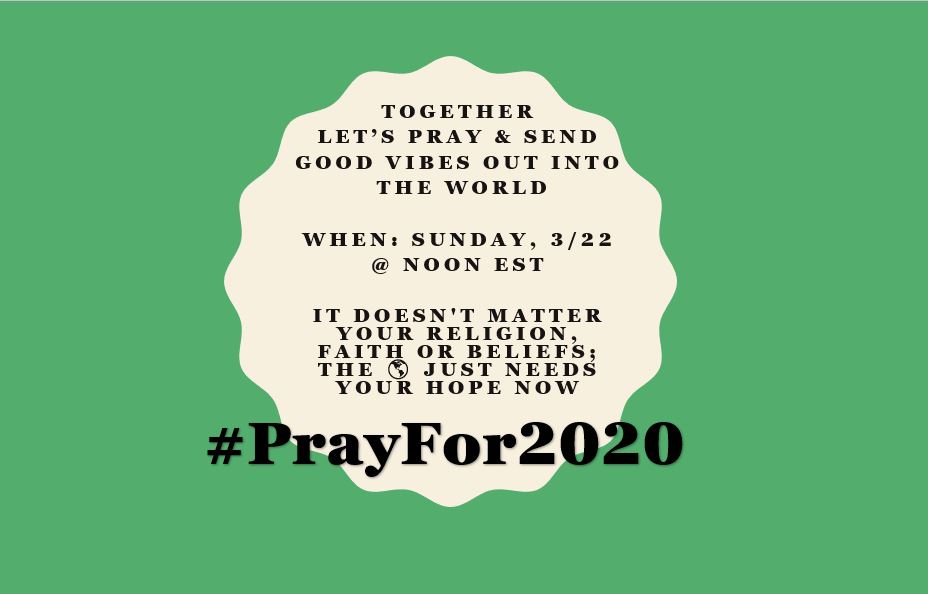 Vote4Kindness's tweet image. The world needs positive thoughts &amp;amp; prayers. So what if we all do it at the same time together? 

Let's all pray &amp;amp; send good vibes out into the world at Noon EST on Sunday, 3/22. It doesn't matter your religion, faith or beliefs; the🌎just needs your hope now #PrayFor2020