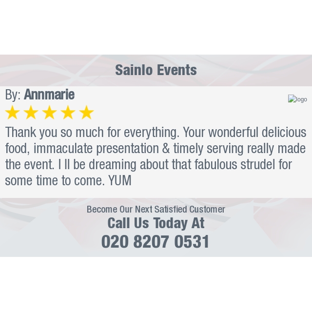 5 Star: annmarie "Thank you so much for everything. Your wonderful delicious food, immaculate presentation &amp;..." bit.ly/2pHycoE