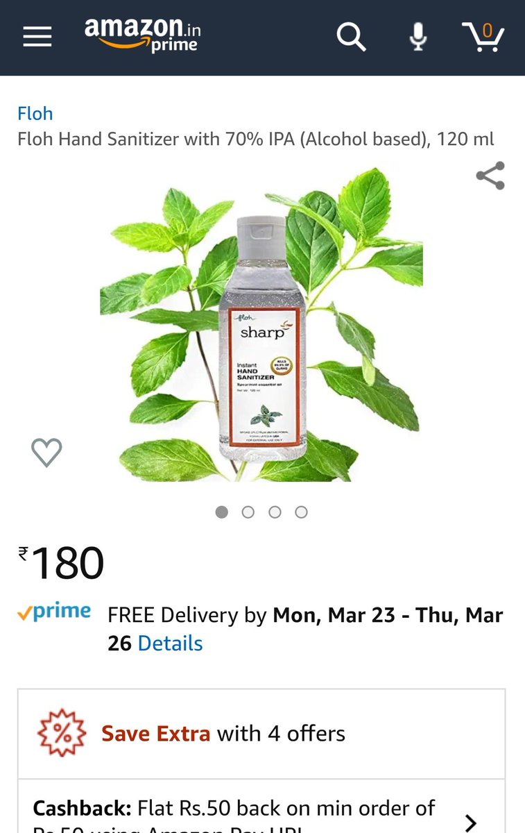 itsshivahere's tweet photo. @the_hindu @amazon still sells sanitizers at a higher rate :(. How are they planning to implement this? @PMOIndia https://t.co/cE0JtjKwXx