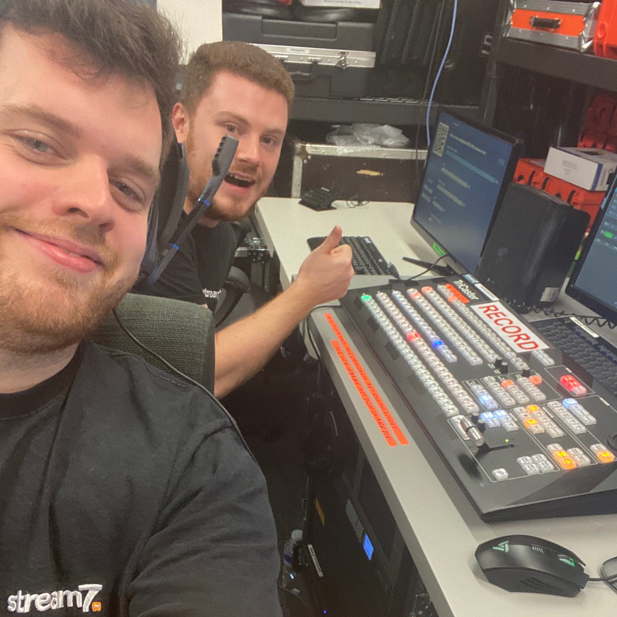 Stream7Live's tweet photo. A little behind the scenes of today’s Virtual conference for #NAPLIC20 with Sam and Pete at the wheel #VirtualEvent #EventBroadcasting https://t.co/VIGIjTQyW9