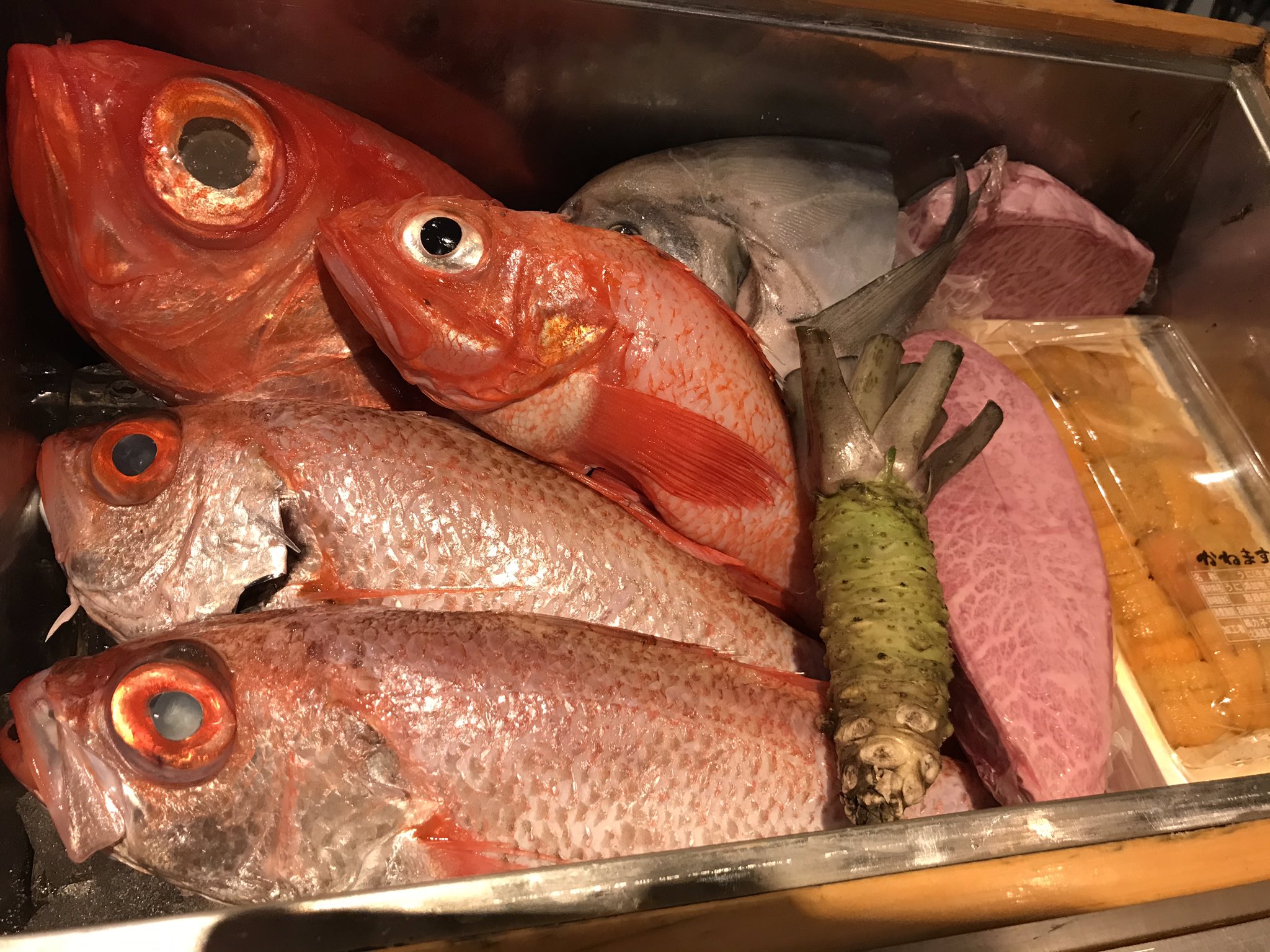 創作和食 芦屋 こはく 本日のお魚 キンメダイ キンキ ノドグロ マナガツヲ グレ イサキ どれもとても物がよく刺身でも焼いても似てもなんでも美味しいです 是非食べに来てください T Co 8st0nlr3gq Twitter