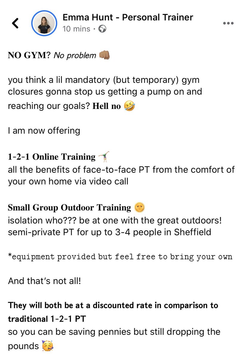 emhuntfit's tweet photo. as a self employed business with no place of work for god knows how long, the hustle still doesn’t stop but every little share helps so please RT 💛 https://t.co/OTyokJ2taQ