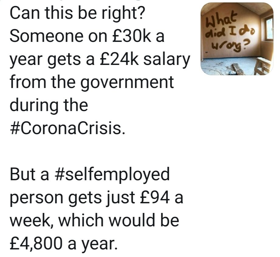 THE GOVERNMENT NEEDS TO ACT NOW AND SUPPORT THE SELF EMPLOYED 😡