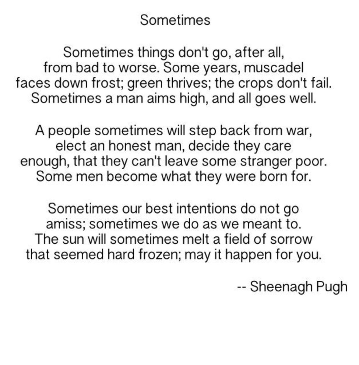 09 Sometimes by Sheenagh PughHappy  #NationalPoetryDay. I hope you enjoy the readings. Tomorrow - guest readers!  #PandemicPoems https://soundcloud.com/user-115260978/09-sometimes-by-sheenagh-pugh