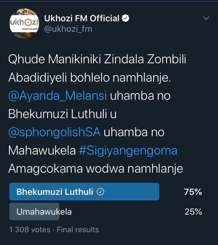 ukhozi_fm's tweet image. Up Bhekumuzi Luthuli Up. Up Melansi Up. Phephisa Sphongo #sigiyangengoma