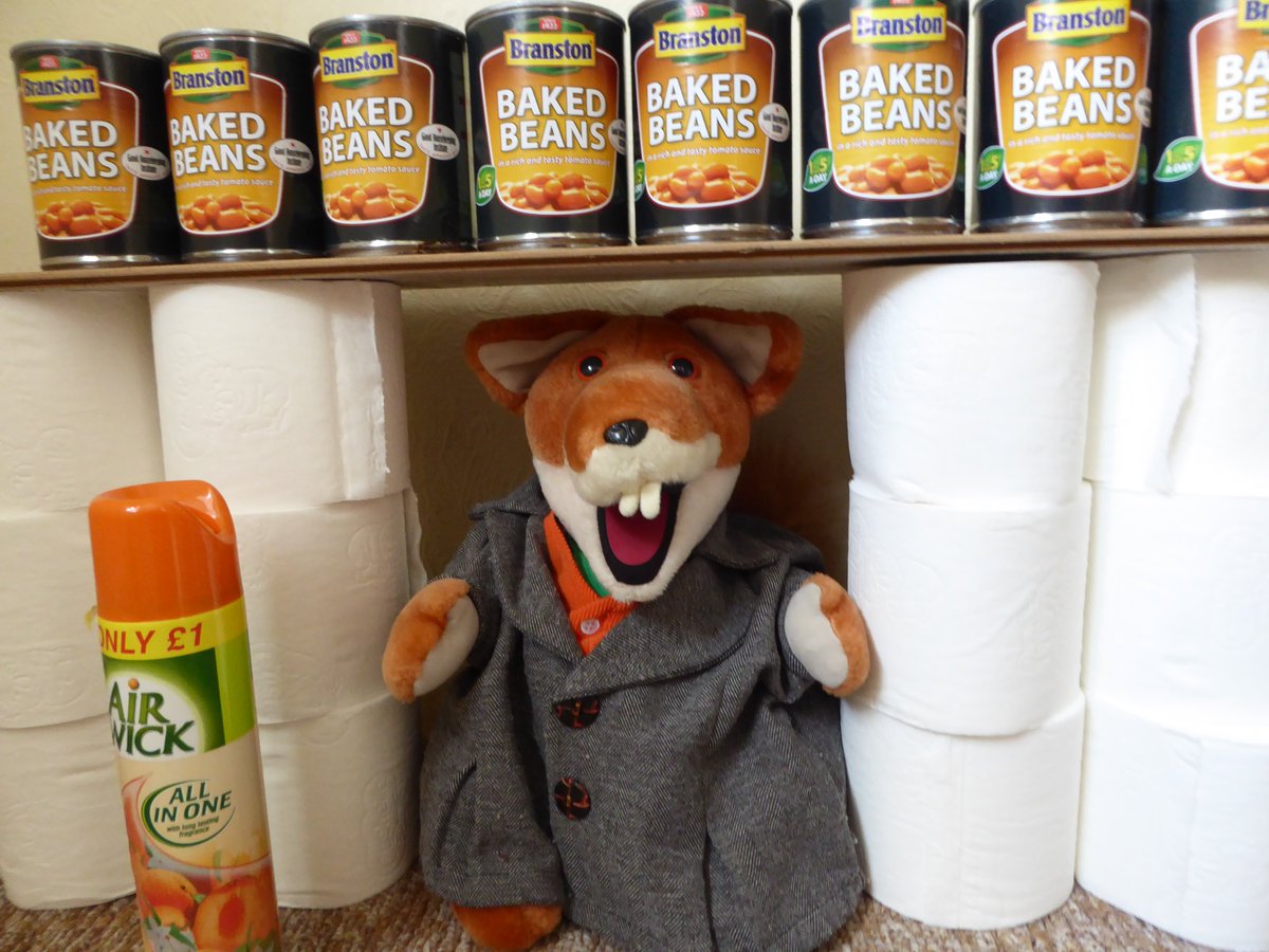 KevinEvents's tweet photo. @realbasilbrush Basil Plush has done the weeks shopping for me:  bog rolls, baked beans...and an air freshener. He's no fool. https://t.co/8eIUnPkgp4