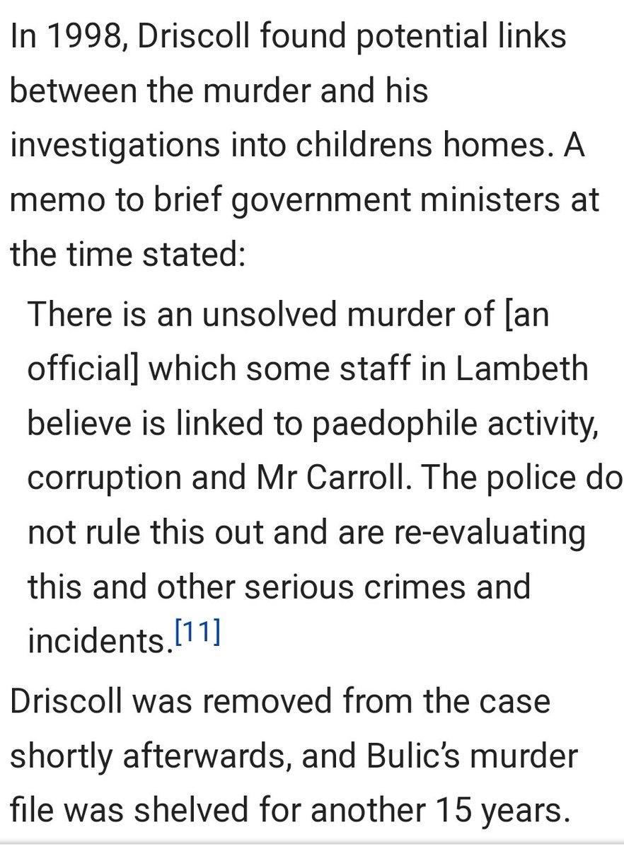 It was also Driscoll who established links between the case of Bulic Forsythe and Boateng's Carroll of the Angell Road home. Bulic, a social worker with knowledge of a paedo ring, was bludgeoned to death and his home set on fire:  https://www.mirror.co.uk/news/uk-news/bulic-forsythe-killed-protect-paedophile-3578788