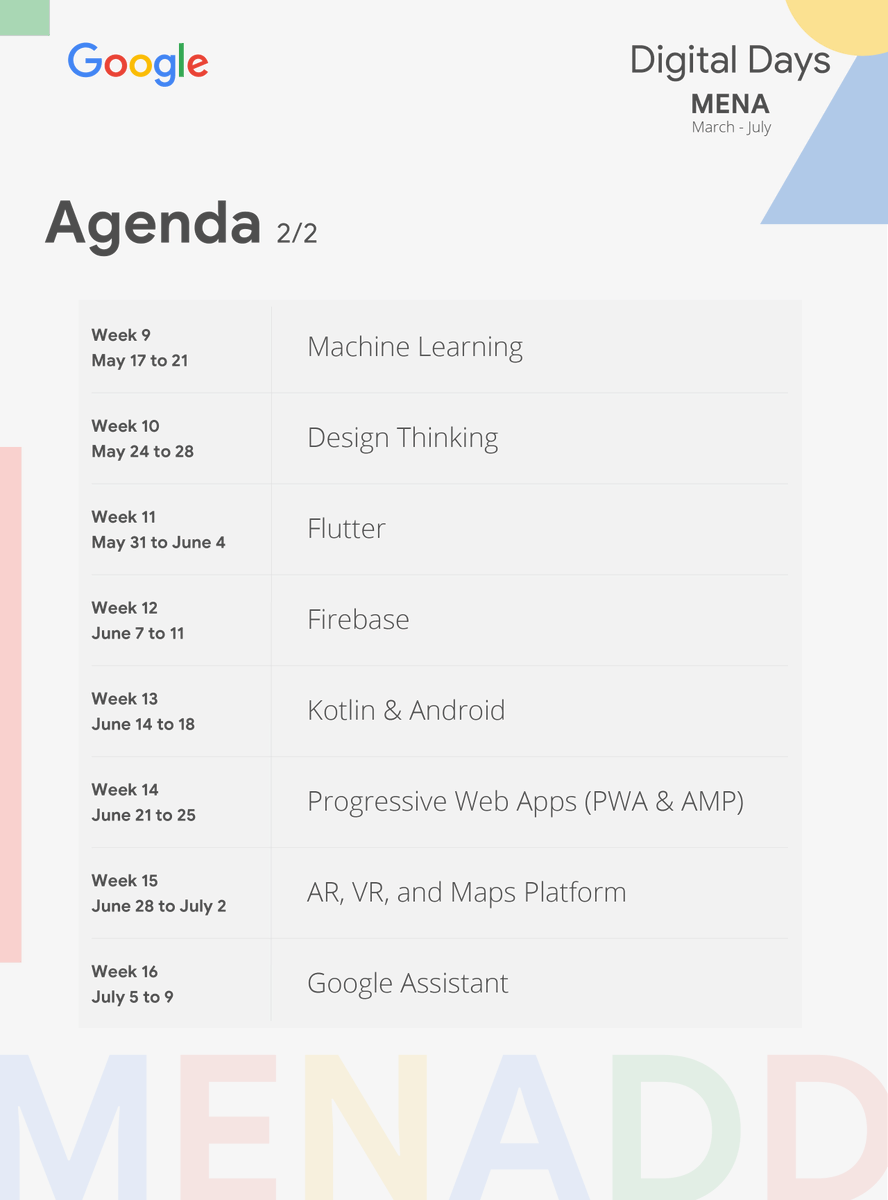 abid_salim's tweet photo. Together We learn! 

We are launching MENA Digital Days March-July! #MENADD

20+ LIVE #YouTube sessions each week with Googlers, 100+ Experts &amp; 200+ communities. 

Weekly Challenges &amp; Winners!

Info: https://t.co/4UTgFdKUWB
YT: https://t.co/RZq6isBYMk

Sunday-Thursday
7-11pm GST https://t.co/GEJsOm8H4m