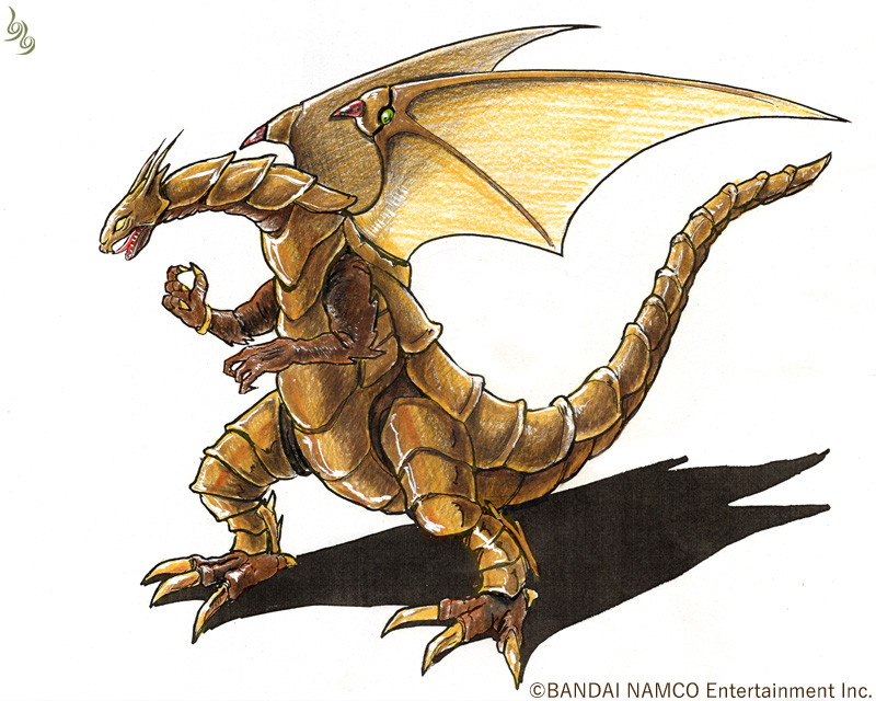 しのしの You Shino ファンタジーボードゲーム の第三弾 ドラゴンバスター にて使用された ゴールドドラゴン イラスト グレートドラゴンが正体を隠している 四天王ドラゴンの中の1体で 当ボードゲーム用にデザインしたものになります 1986年