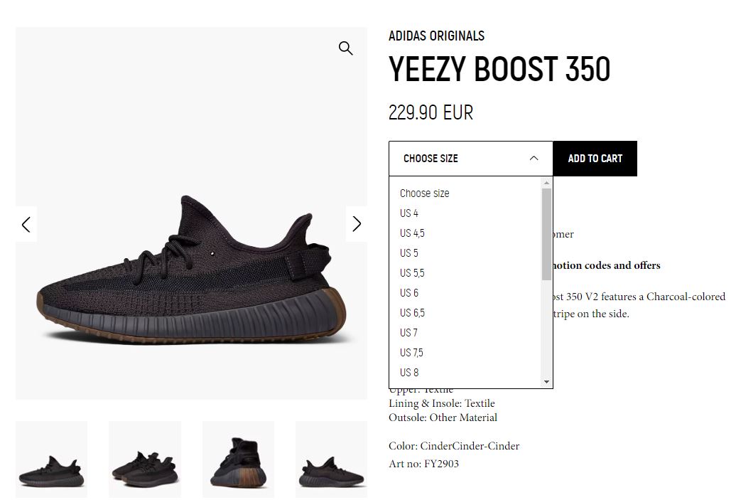 Adidas Yeezy cinder size 5 5US 6 5