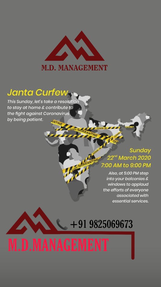 MDMANAGEMENT3's tweet image. #JantaCurfewMarch22 
#supportnarendramodi
#PleaseStayHome 
#Covid_19