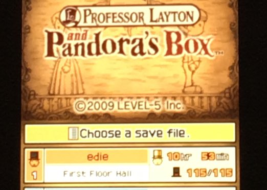 Day 7: I just played professor Layton for 11 hours straight from start to finish in one fucking sitting. My eyes are burning. I only think in puzzles now. I cried twice.