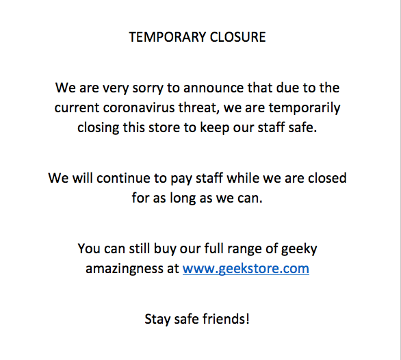 GeekStoreHull's tweet photo. Hi everyone, an announcement for us all at a bad time for everyone! Stay safe and see you all on the other side! https://t.co/p40oyfbBVC