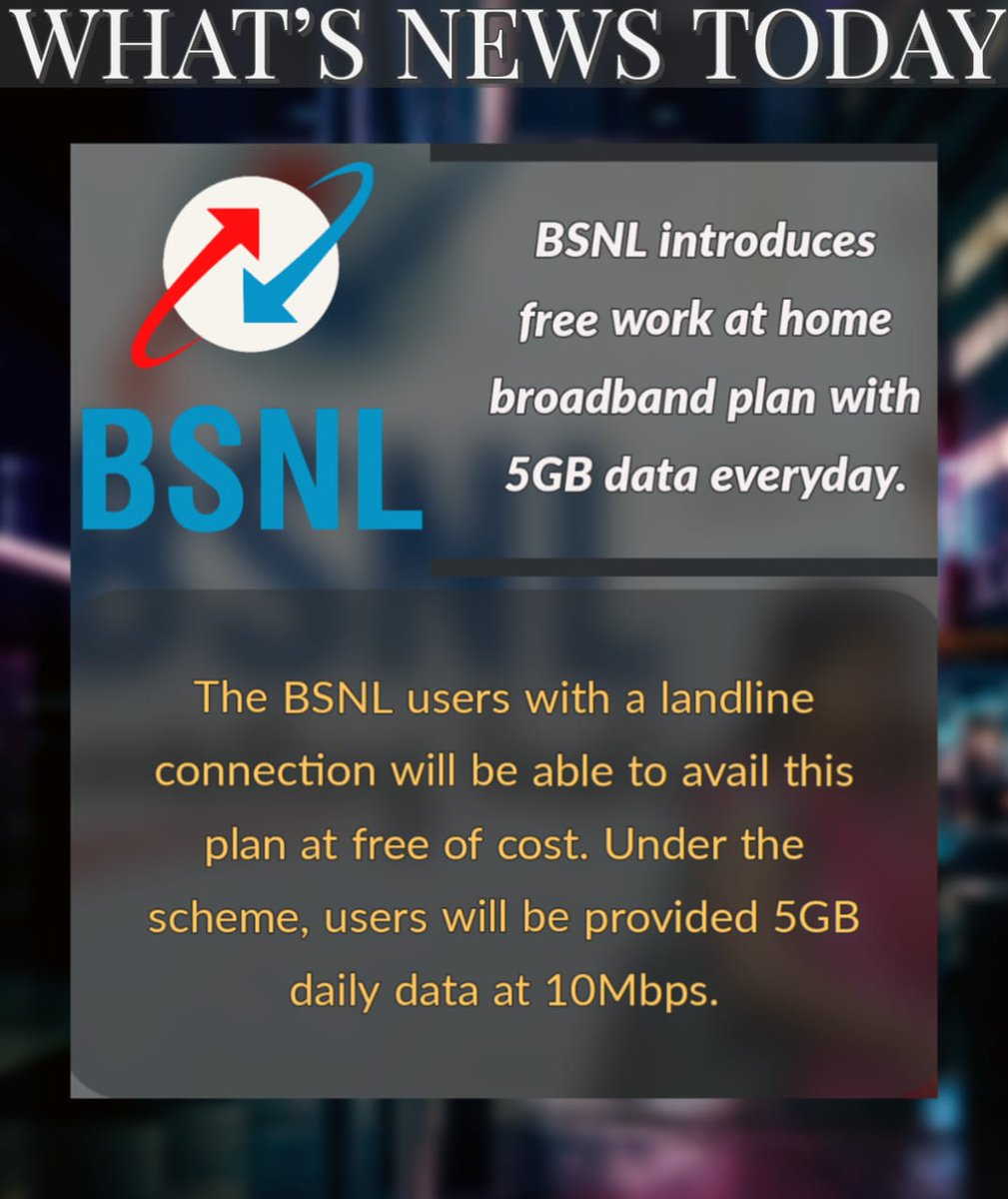 rketing2820's tweet photo. NEWS FOR THE DAY!!!!! #MaRketingMuni #marketingnewsdaily #news #newsfortheday #businessnews #easyconcepts #easylearning #IndiaFightsCorona #bsnlcableopretor #campaign #Quarantine #bsnl #Broadband https://t.co/WXZQtzkhn9
