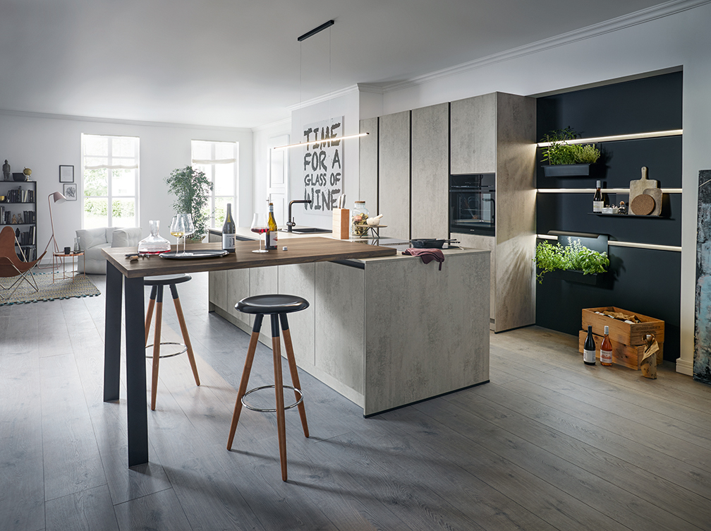 Concrete Effect Kitchens - industrial and elegant...all rolled into one 😊 #Schüller #schullerkitchens #germandesign #elba #concretekitchens #artisaninteriors #cardiff